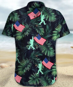 Sasquatch American Flag Tropical Vacation Sasquatch Hawaiian Shirt