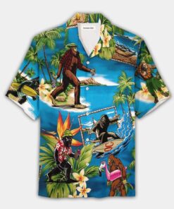 Sasquatch On Vacation In Beach Sasquatch Hawaiian Shirt Outfit For Men