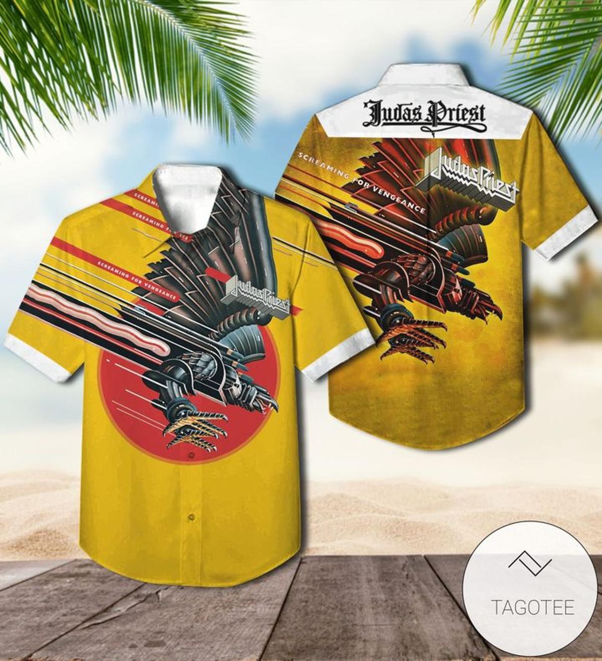 Ram It Down Short Sleeve Judas Priest Hawaiian Shirt Outfit For Men