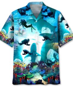 Scuba Diving Shark Hawaiian Shirt Best Gift