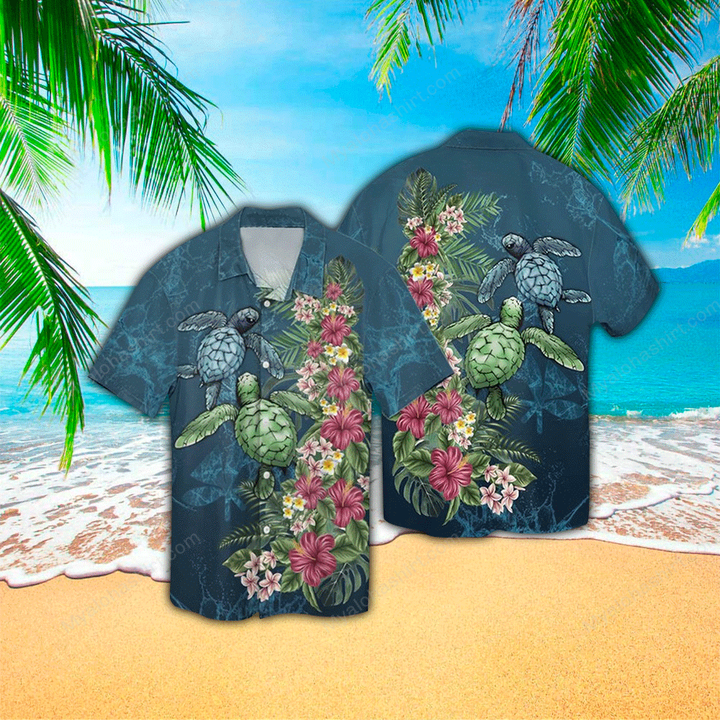 Turtle Floral Hawaiian Shirt Best Gift For Fans