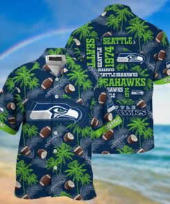 Men’s Foco College Navy Seattle Seahawks Hawaiian Shirt For Men Women