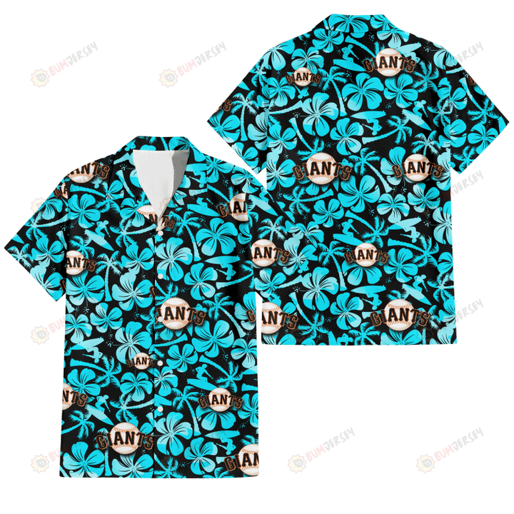 White Hibiscus Turquoise Wave Black Hawaiian Shirt Gift