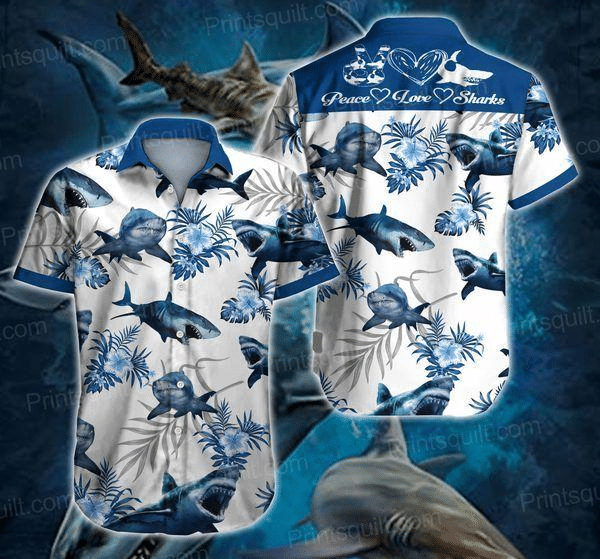 Great White Shark Hawaiian Shirt Summer Gift