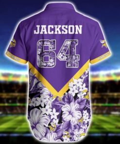 Short Floral 3d Custom Name Minnesota Vikings Hawaiian Shirt