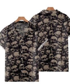 Skull Polyester Goth Hawaiian Shirt For Men Women