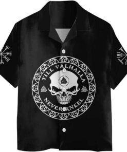 Skull Viking Valhalla Black Goth Tiki Shirt Size Fron S To 5xl