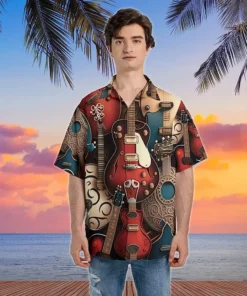 Sleeve Button Down Guitar Hawaiian Shirt Gifts Idea 2