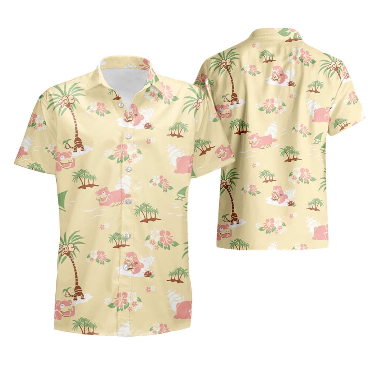 Tropical Pink Blue Slowpoke Hawaiian Shirt