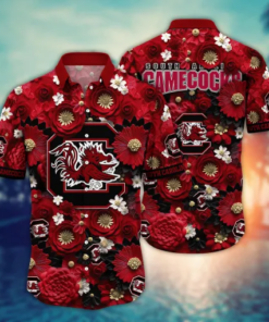 Wes And Willy Mens College Retro Cabana Boy Gamecock Hawaiian Shirt