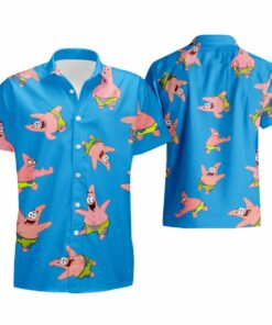 Spongebob Pattern Blue Patrick Star Hawaiian Shirt For Men Women