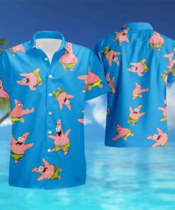 Spongebob Pattern Blue Patrick Star Hawaiian Shirt For Men Women