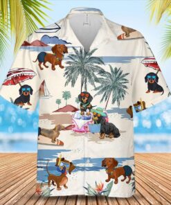 Summer Beach Dachshund Hawaiian Shirt For Men Women