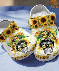 Sunflower Skull Hippie Crocs Best Gift For Fans