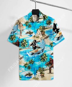 Legend Bigfoot Tropical Blue Big Foot Hawaiian Shirt Size Fron S To 5xl