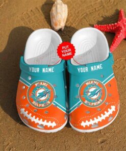 Team Custom Name Miami Dolphin Crocs For Fans