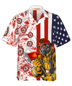 Fire Truck Flag America Hawaiian Shirt