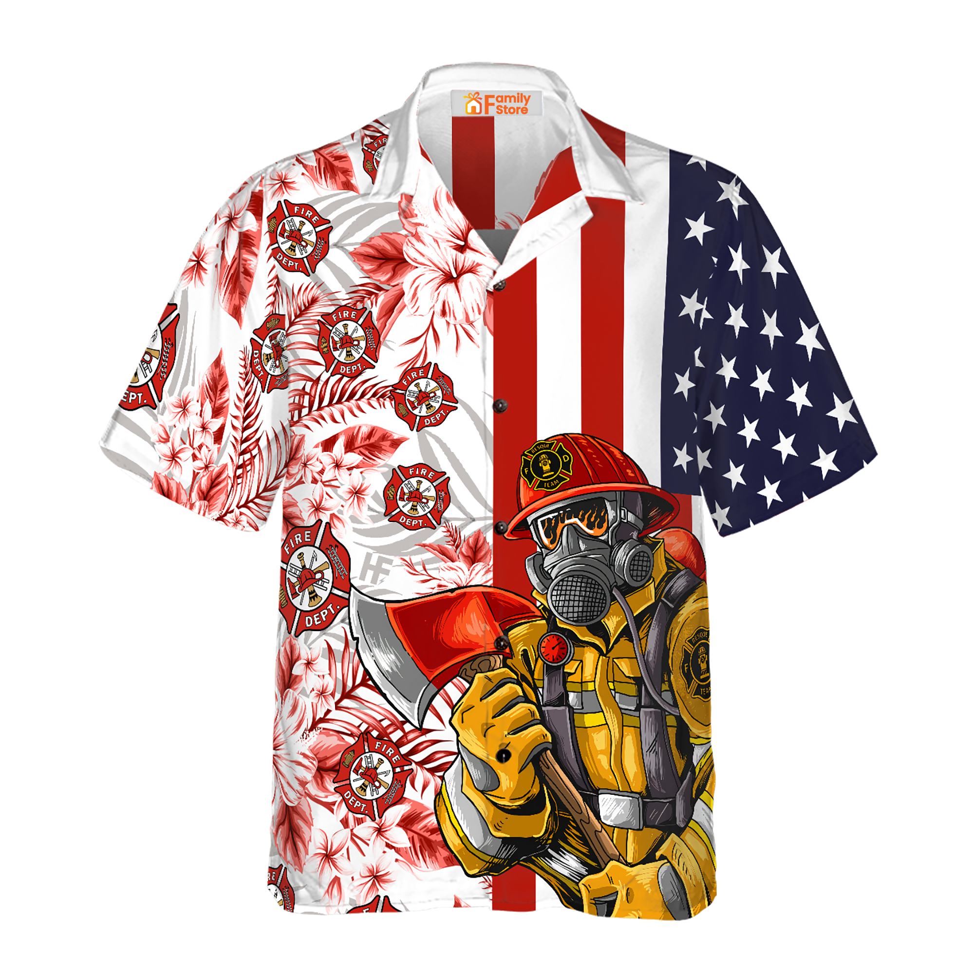 Firefighter 4th Of July Independence Day Memorial Day Firefighter Family Country Feel Safe Aloha Hawaiian Shirts For Men Women Summer