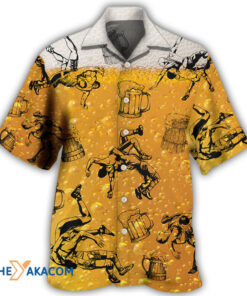 The Men Wrestling And Beer Celebration Beer Oktoberfest Hawaiian Shirt