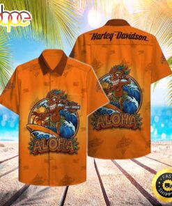 Tiki Surfing Harley Davidson Aloha Shirt