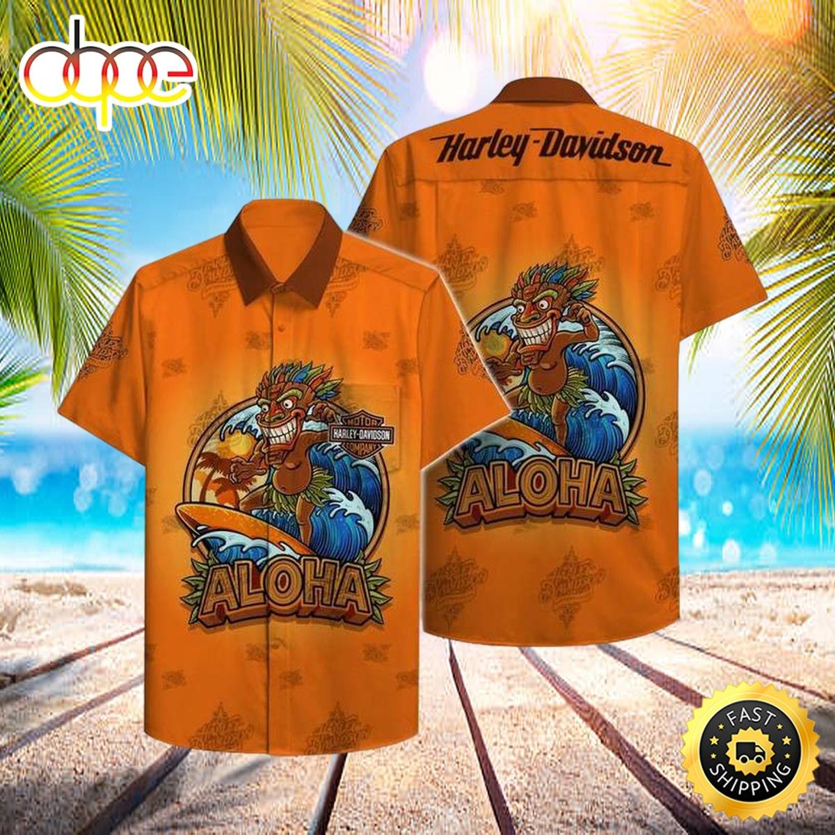 Motorcycles Cool Design Harley Davidson Hawaiian Dress Shirts