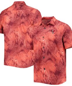 Tommy Bahama Red Coast Luminescent Fronds Camp Islandzone Buccaneers Hawaiian Shirt