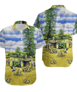 John Deere Lawn Tractor Hawaiian Shirt Gift