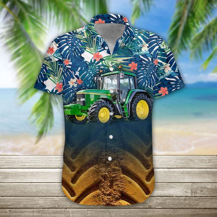 Tropical Tractors Hawaiian Shirt Gifts For Tractor Drivers