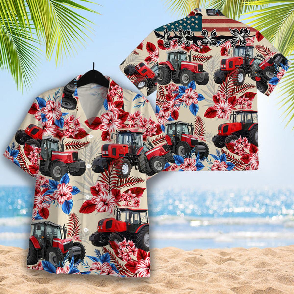 Personalized Tractor Lover Tropical Apparel Hawaiian Shirt