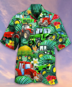 Tractor Tropical Hawaiian Aloha Shirt Gift Idea