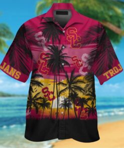 Trojans Short Sleeve Button Up Tropical Usc Hawaiian Shirt Outfit For Men