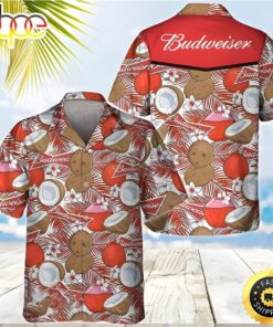 Tropical Coconut Pattern Practical Beach Hawaiian Budweiser Shirt