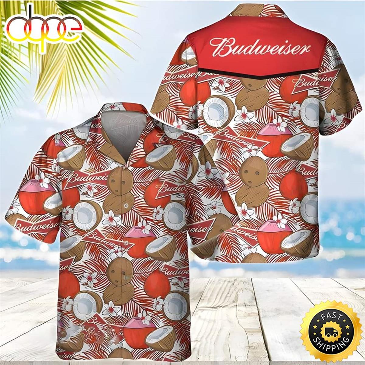 Beer Summer Hawaiian Budweiser Shirt Size Fron S To 5xl