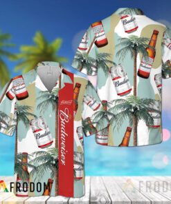 Tropical Coconut Tree Budweiser Hawaiian Shirt Size Fron S To 5xl