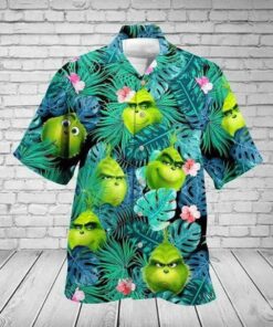 Tropical Floral Grinch Hawaiian Shirt Gifts Idea