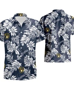 Tropical Flower Short Sleeve Milwaukee Brewers Hawaiian Shirt 1
