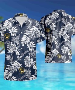 Tropical Flower Short Sleeve Milwaukee Brewers Hawaiian Shirt 2
