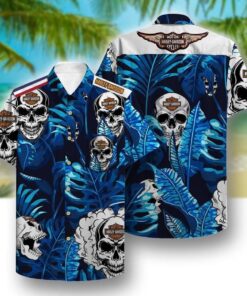 Tropical Pattern Harley Davidson Hawaiian Shirt For Men Women