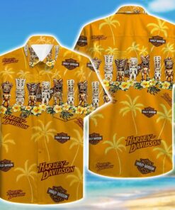 Tropical Pattern Harley Davidson Hawaiian Shirt Outfit For Men