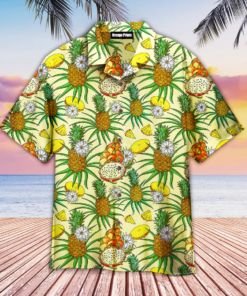 Tropical Red Dragon Fruit Pineapple Hawaiian Shirt