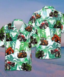 Tractor Pattern Us Flag Hawaiian Shirt Gift