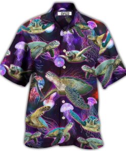 Sea Turtle With Tropical Leaf Flower Hawaiian Shirt For Fans