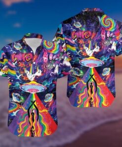 Ufo Hipie Style Love Multicolor Hawaiian Aloha Shirt Gift