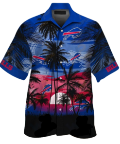 Unifinz Palm Tree Sunset Blue Buffalo Bills Hawaiian Shirt