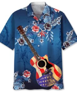 Coconut Tree Button Down Guitar Hawaiian Shirt Size Fron S To 5xl