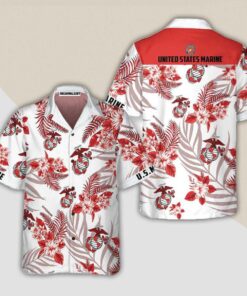 Simple Us Marine Corps Navy Unisex Hawaiian Shirts