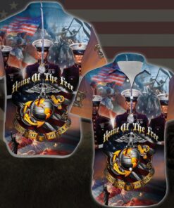 Usmc Marines Home Of The Free Hawaiian Shirt For Fans