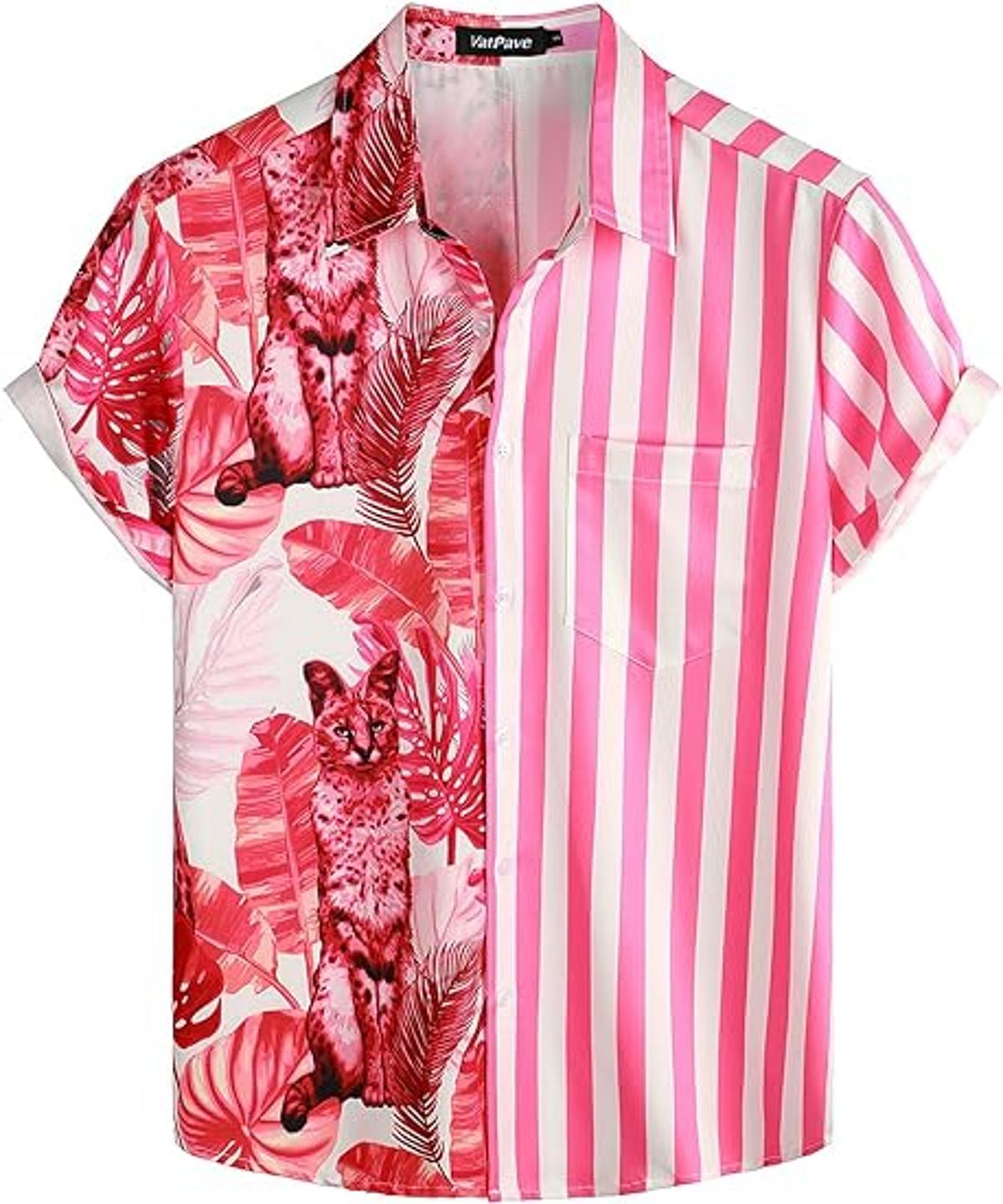 Vatpave Summer Beach Mens Flamingo Hawaiian Shirt