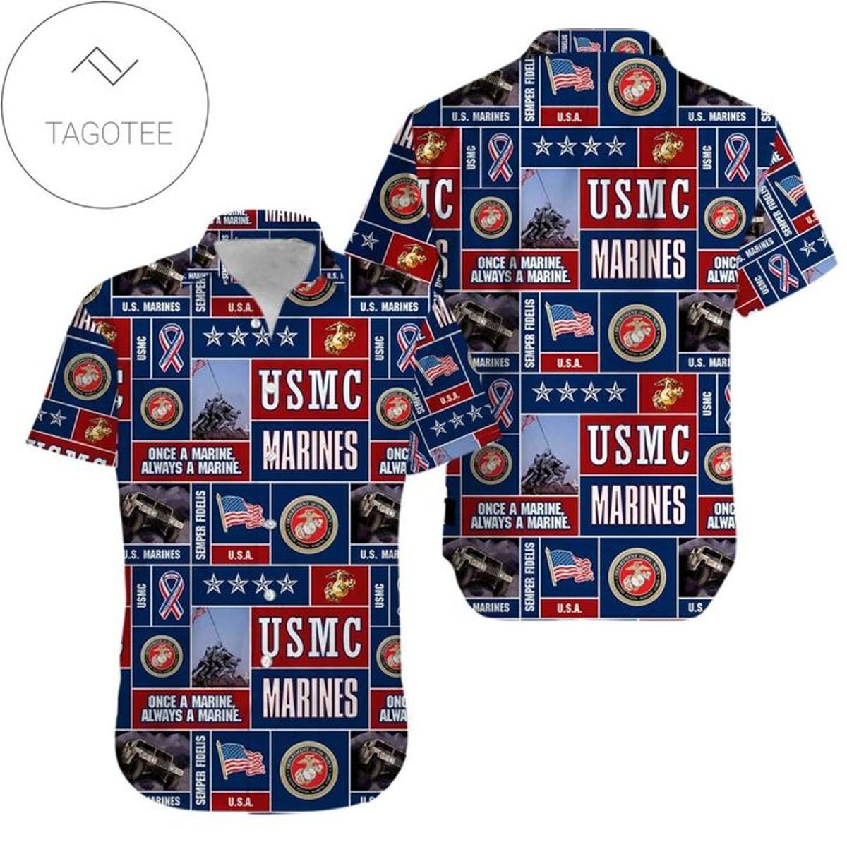 Custom Usmc Marines Military Hawaiian Shirt With Your Name And Rank