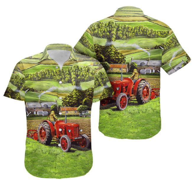 Tractor Tropical Hawaiian Aloha Shirt Gift Idea